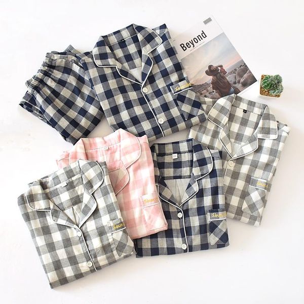 

men's sleepwear cotton long-sleeved couple pajamas spring and autumn home service thin suit, Black;brown