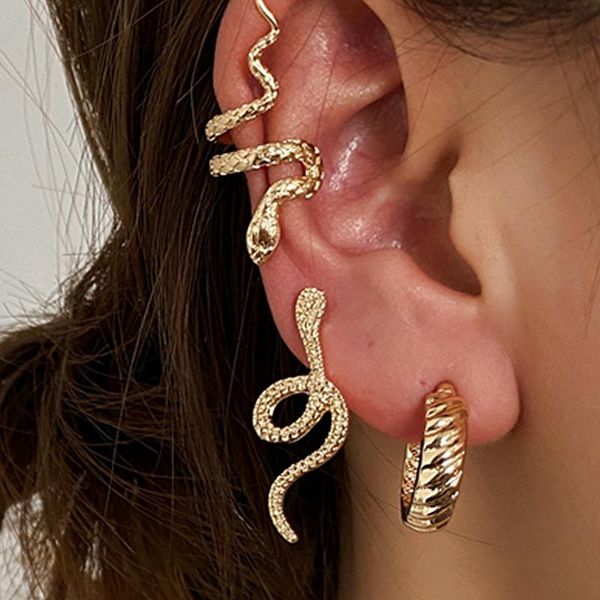 

stud punk snake earring set for women, Golden;silver