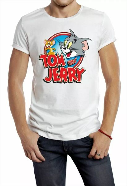 

tom an jerry t-shirt cartoon cat mouse 80s 90s fight tv movie retro fun comic, White;black