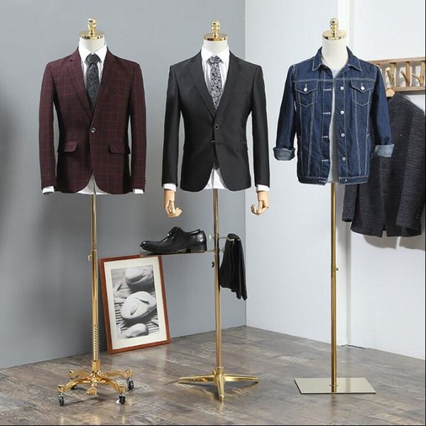 

3style male sewing wood hand mannequin full diy xiaitextiles props half body clothing metal frame base rack with arm suit stage model adjust, Khaki