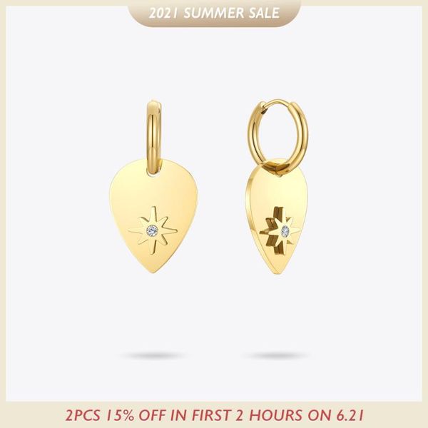 

dangle & chandelier enfashion eight awn star leaf earring for women gold color drop earings stainless steel fashion jewelry pendientes e1235, Silver