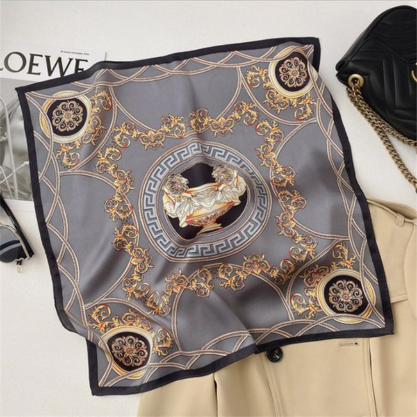 

korean style scarf womens spring and autumn small square towel fashionable stylish neck protection professional hea, Blue;gray