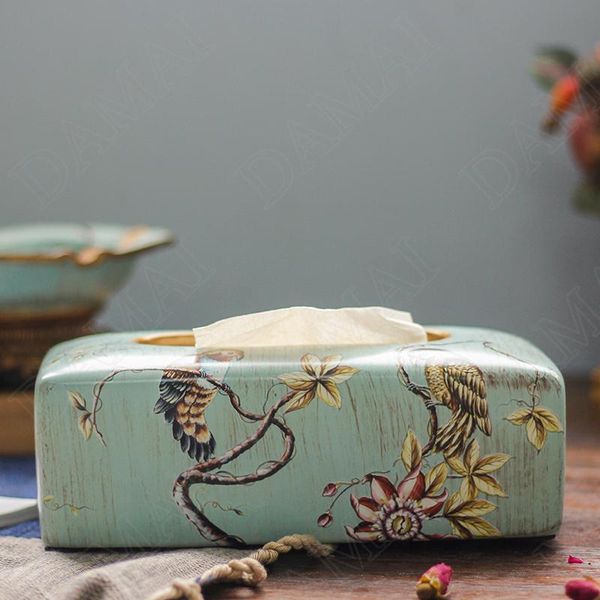 

tissue boxes & napkins european ceramic retro living room decorative paper box painted bird dining table napkin organizer home decoration
