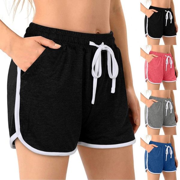 

women's shorts plus size pocket women summer 2021 streetwear casual drawstring running gym sports short feminino, White;black