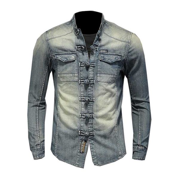 

men's jackets long sleeve denim shirt jacket slim fit soft comfortable blue motorcycle, Black;brown