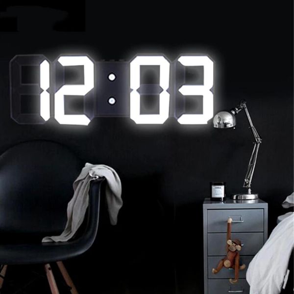 3D LED Digital Wanduhr Alarm Datum Temperatur Automatische Hintergrundbeleuchtung Tisch Desktop Home Decoration Stand Hang Uhren