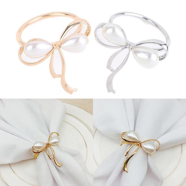 

napkin rings 6pcs ring pearl bowknot buckle dinner party deskdecoration