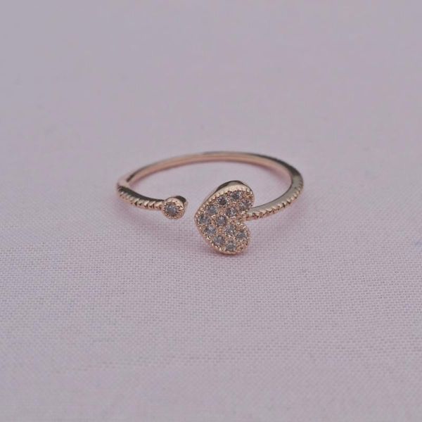 

wedding rings classic trendy rose gold color heart shape inlay cubic zircon open end party engagement ring women fashion jewelry gift, Slivery;golden