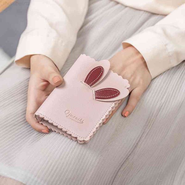 

wallet 2021 rabbit ear card bag women's short korean cute zero fashion, Red;black
