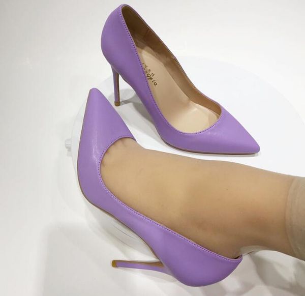 

fashion luxury designer women shoes red bottoms high heels 8cm 10cm 12cm plus size eu34 to 45 pointed toes pumps light purple stilettos wedd, Black