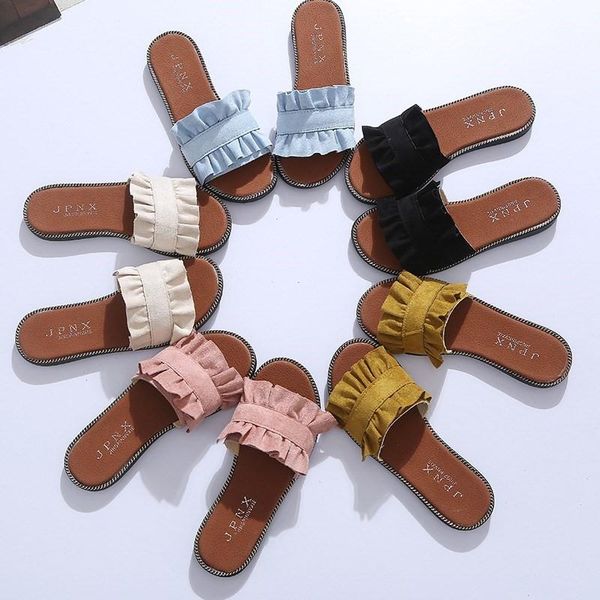 

slippers slipper women's outer wear versitile fashion style flat ins sandals house luxury shoes women designers, Black