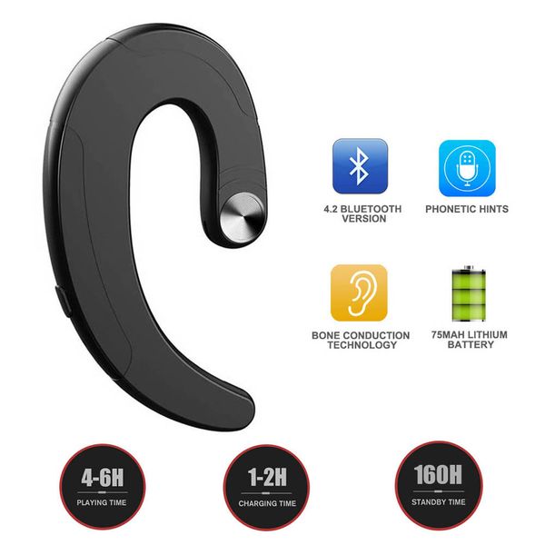 

wireless bluetooth headphone single earphone earbuds exquisite headset handsbone conduction earphones headphones with mic