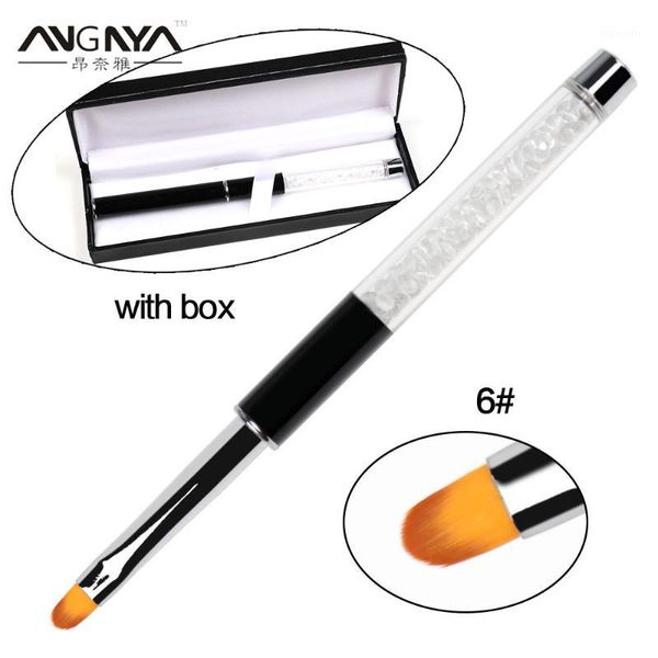 

pro black nail art painting pen brush 6# oval uv gel polish rhinestone crystal metal handle drawing with box1, Yellow