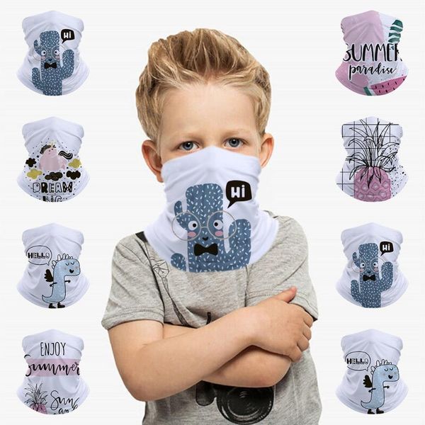 

scarves pineapple cactus kids seamless bandana headband face mask tube scarf balaclava headwear, Blue;gray