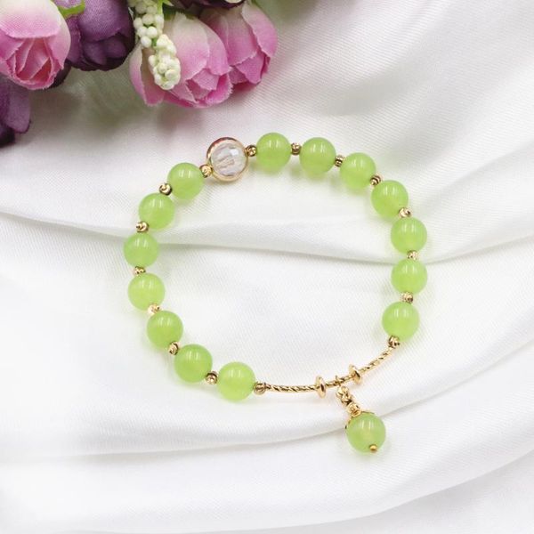 

charm bracelets charms boho bracelet natural stone wrap for women handmade grape jades bead stretch bangle wrist gift jewels 7.5" b302, Golden;silver