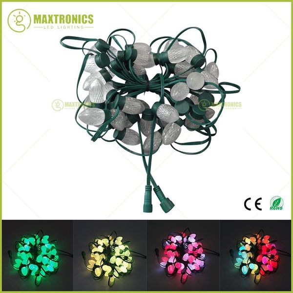 

wholesale price 500nodes addressable rgb d24 dc12v ws2811 led christmas pixel string light all green wire waterproof ip68 modules