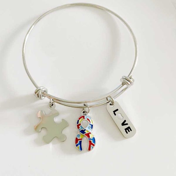 

bangle puzzle love hollow geometric shape stainless steel bracelet can shrink friends gift fashion trend -selling jewelry, Black