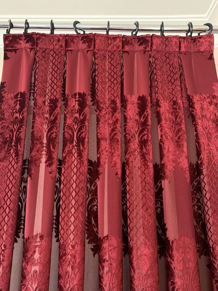 

red velvet damask drapery panel. length up to 108 '' ( 275 cm) curtain & drapes