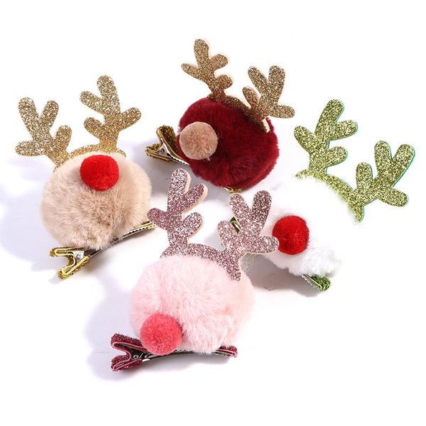 

hair clips & barrettes 1pcs plush headdress clip antler hairpin santa barrette party decorations christmas head buckle children gifts, Golden;silver
