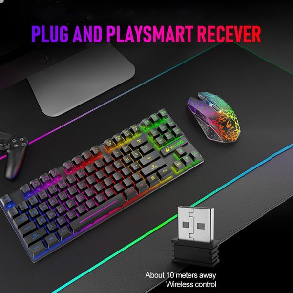 

buttons 2.4ghz wireless gaming keyboard rechargeable gamer mouse combos for office computer notebook