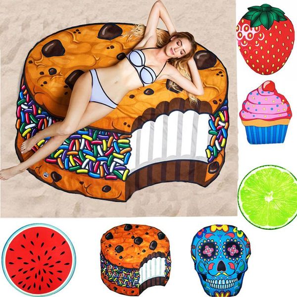 

outdoor pads 150x150cm polyeater beach towel tapestry hamburger fruit print picnic mat blanket for hiking travel camping