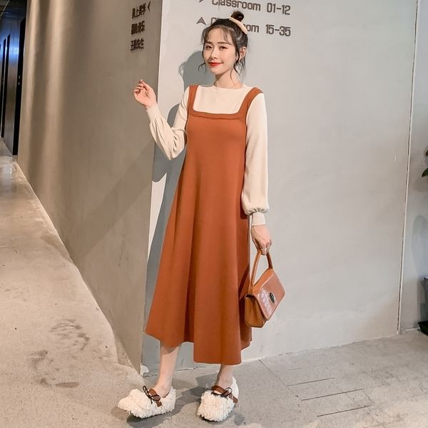 

qzyg autumn and winter 2020plus size es korean knitted wool two large dresswomen's dressloose and thin medium long sleeve dresses