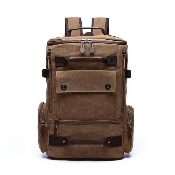 

backpack men travel large capacity bags solid vintage casual canvas luggage shoulder lapoutdoor multipurpose b