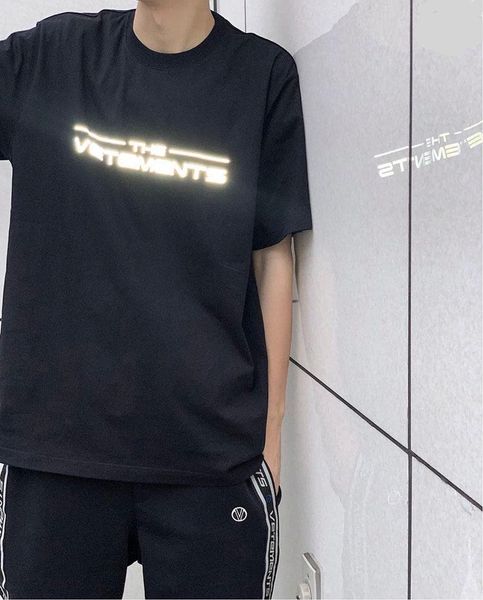 

women's t-shirt vetementst shirt 2021 summer reflective letter printing men women loose casual oversized short sleeves, White