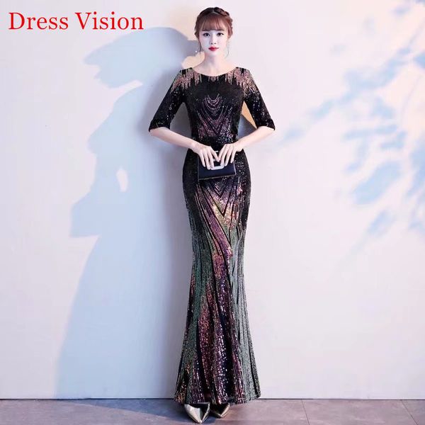 

2021 Robe De Soiree Evening Dresse Stretch Sequin Half Sleeves Party Gowns Floor Length, White