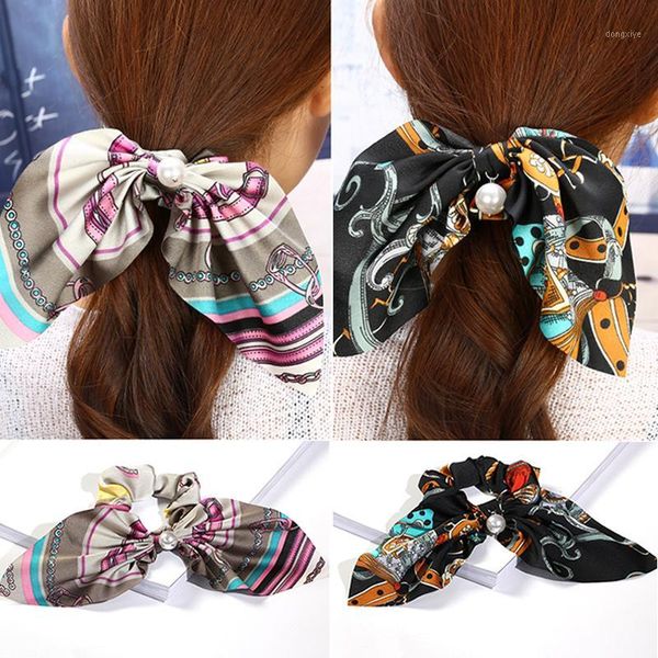 

bohemian women pearl bow elastic hair bands ponytail holder girls scrunchies elegant headbands rubber rope band accessories1
