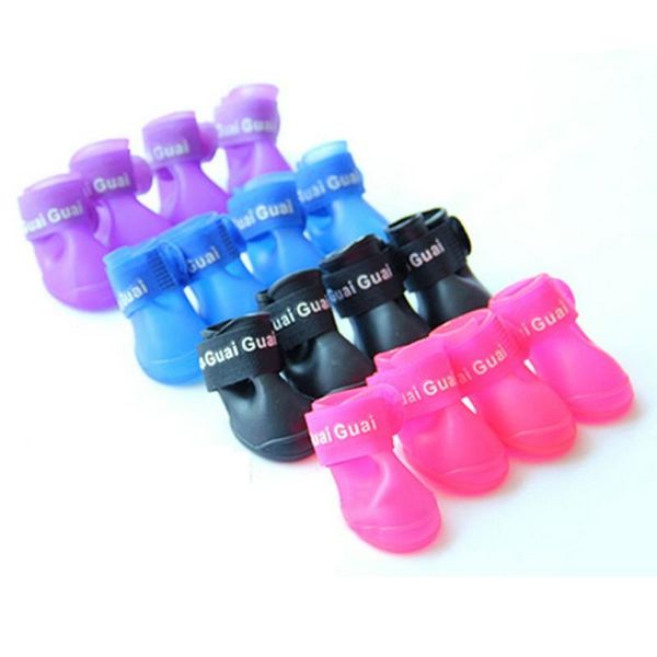

cat costumes pet puppy fashion candy colors waterproof boots protective rubber rain shoes booties