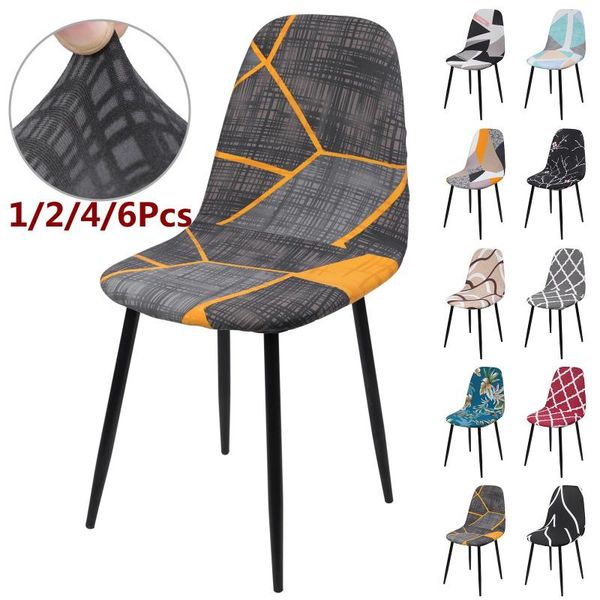 

chair covers 1/2/4/6 pcs printed elastic stretch seat cover for eames mid-century armless shell banquet home slipcover