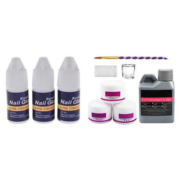 

3pcs 3g professional nail glue with 7pcs acrylic kit crystal liquid art kits