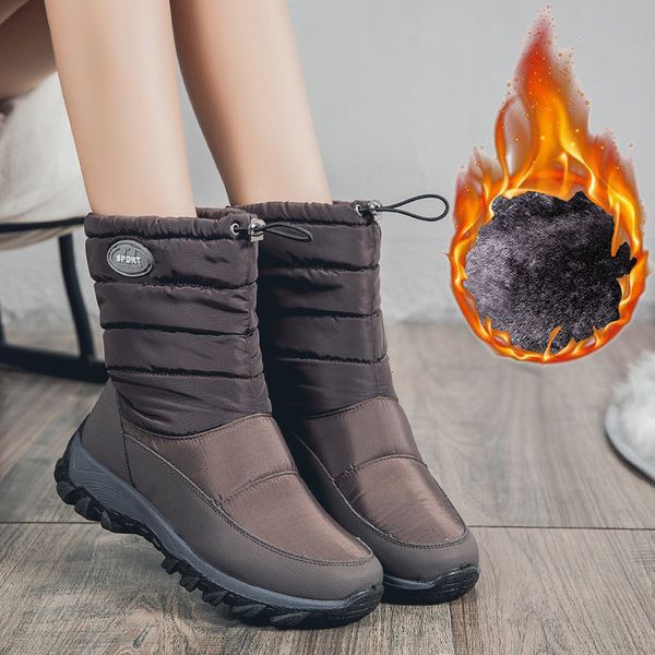 

dress shoes waterproof women's boots women's shoes winter snow plus size velvet thick keep warm in the tube bkzq, Black