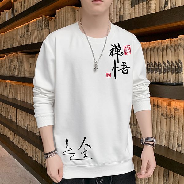 

mens sweater 2021 new round neck sweater men's autumn trend youth loose long sleeve national high-end top, Black