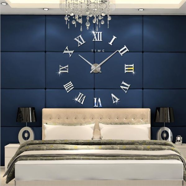 

wall clocks 2021 roman mirror 3d real big promotion home decor large quartz fashion watches modern clock sticker