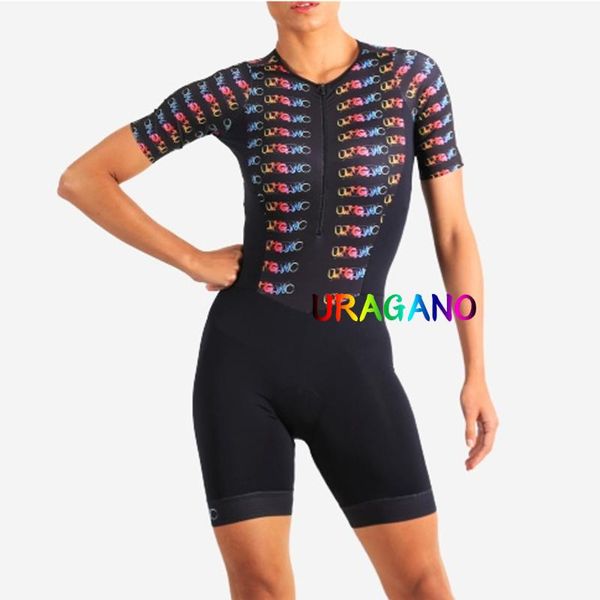 

racing sets 2021 women's uragano cycling monkey clothing with leotard professional uniform short triathlon overall set, Black;blue