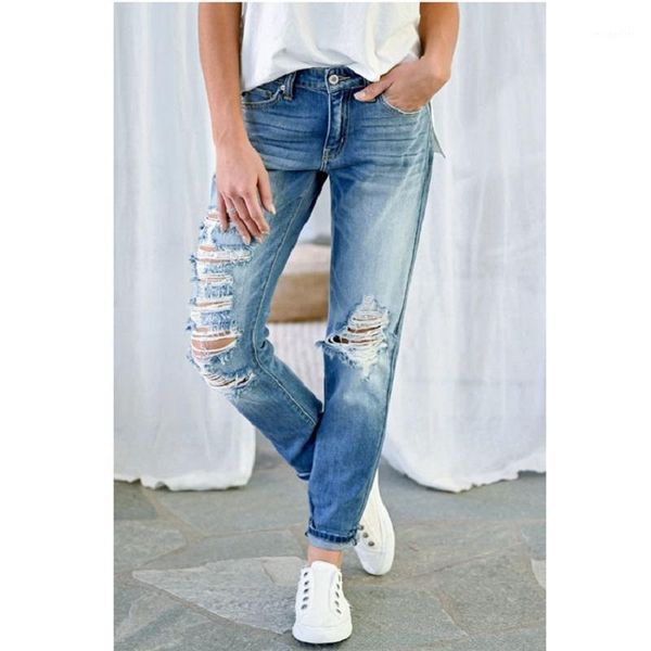 

womens jeans spijkerbroeken dames slim broeken ripped pantalon de mujer washed jean femme denim straight pants women's, Blue