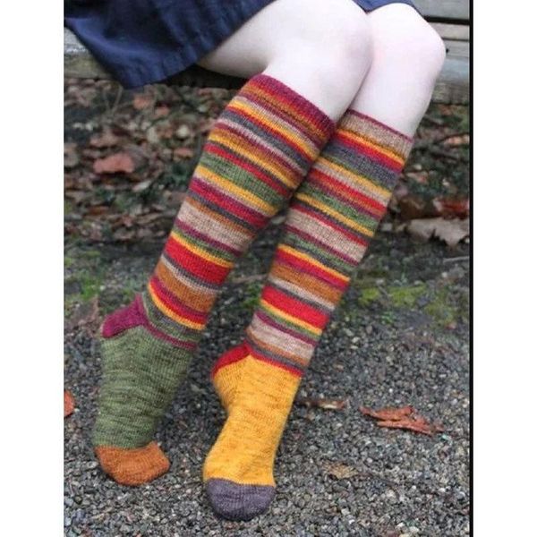 

socks & hosiery ladies casual colored halloween knee with striped cotton stockings, Black;white