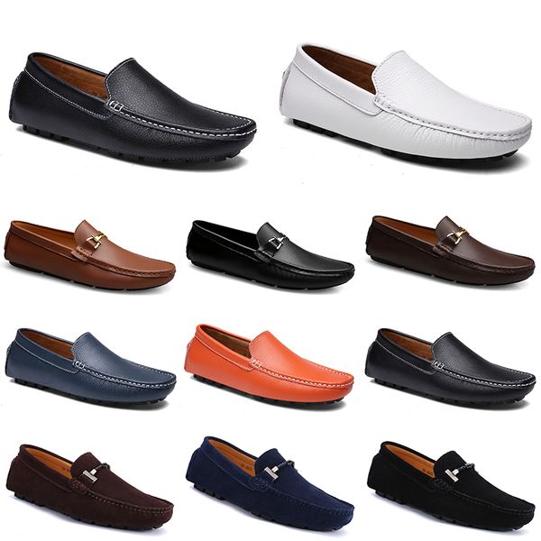 

fashions leather doudous men casual driving shoes breathable soft sole light tan black navy white blue silver yellow grey footwear all-match