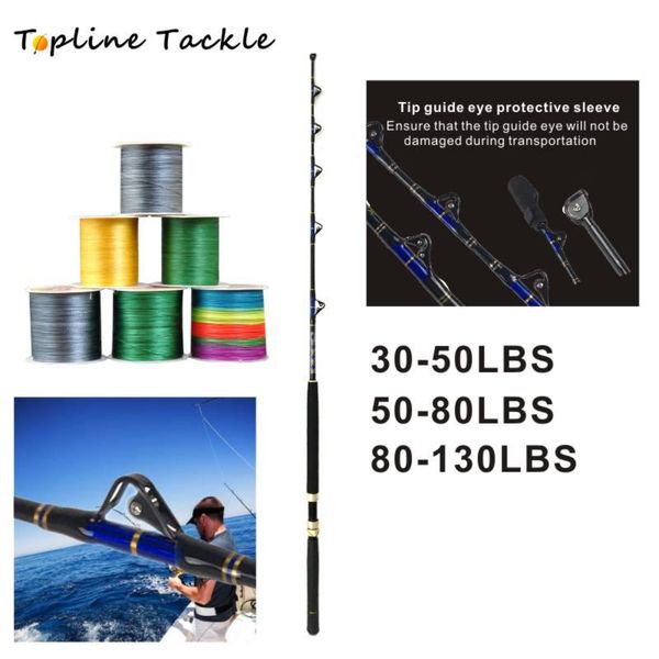 

rod reel combo ine tackle pro trolling fishing 5'6" 30-50lbs 50-80lbs 80-130lbs game 5+1 roller guides frp nylon buboat pole