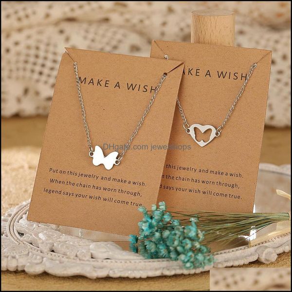 

pendant necklaces & pendants jewelry friendship couples metal alloy 2pcs/set love heart butterfly sisters friends necklace women man lucky w, Silver