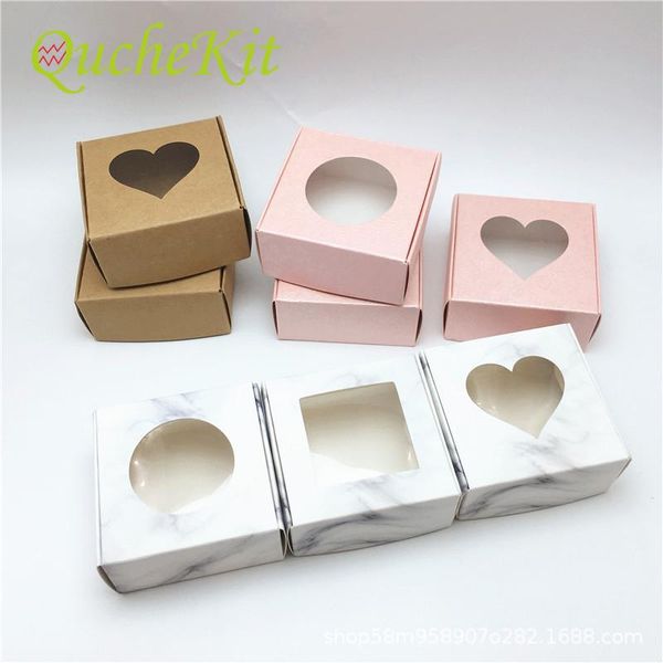 

square kraft paper gift packaging box with window cardboard candy packing wedding favors diaplay wrap