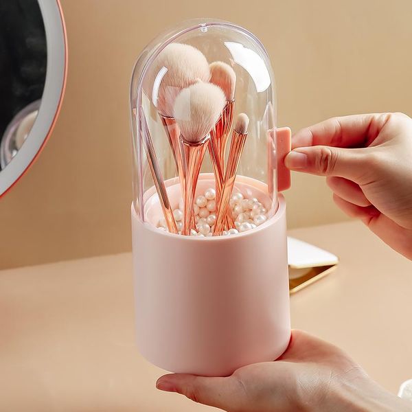 

storage boxes & bins lady's cosmetic case make up brush box makeup tool pen nail polish transparent with cover organizer bucket