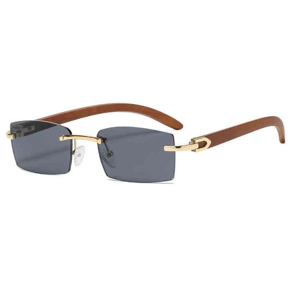 

2022 factory wholesale sunglasses men ultra clear rimless ocean stuk diamond trim trend, White;black