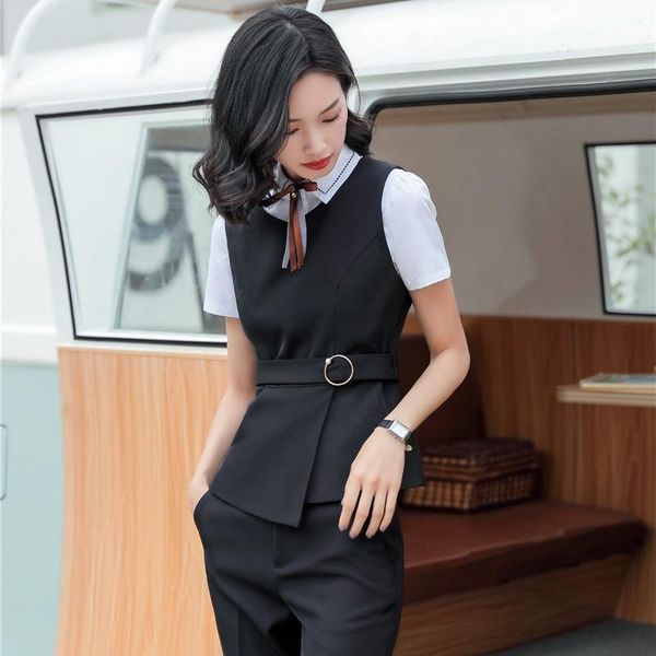 

women's vests 2021 formal fashion women waistcoat & vest black ladies work wear clothes office uniform styles, Black;white