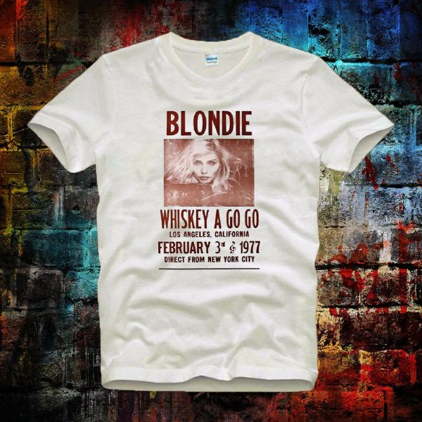 

whiskey a go go blondie 70s retro vintage poster ladies t shirt 5b, White;black