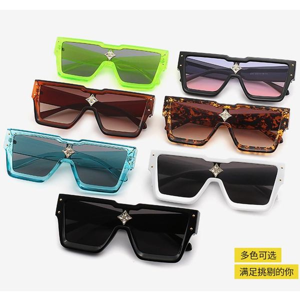 

sunglasses net celebrity the same big frame trend conjoined piece box fashion ladies personalized diamond glasses, White;black