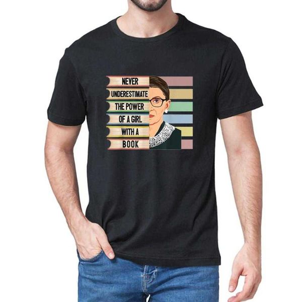 

men's t-shirts graphic feminist ruth bader ginsburg rbg quote girl with book t-shirt gift tee, White;black