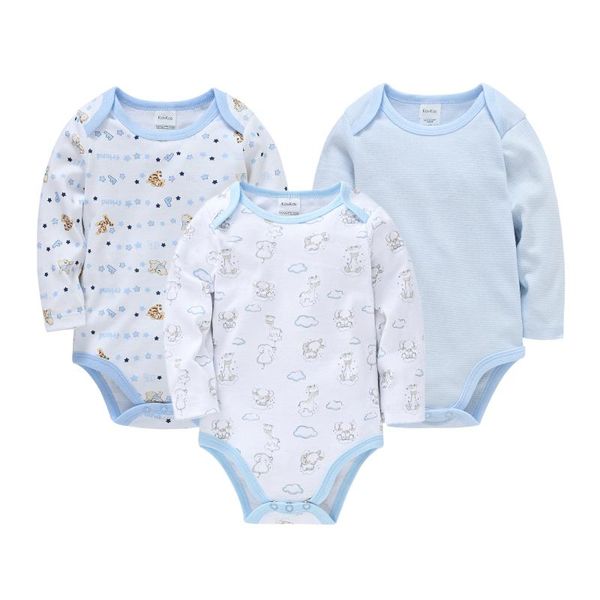 

rompers 3pcs cute born baby boy clothing long sleeve bodysuits cotton boys girls clothes bodysuit cartoon infant jumpsuits, Blue